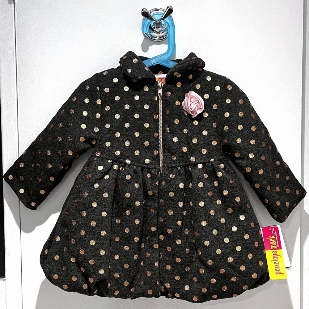 Penelope Mack NWT Girls polka dot peacoat (Size 2T)